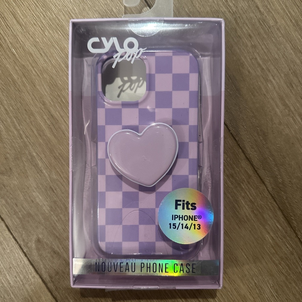 Cyclpop Nouveau Phone Case iPhone 15/14/13 Checkered w/Heart NEW